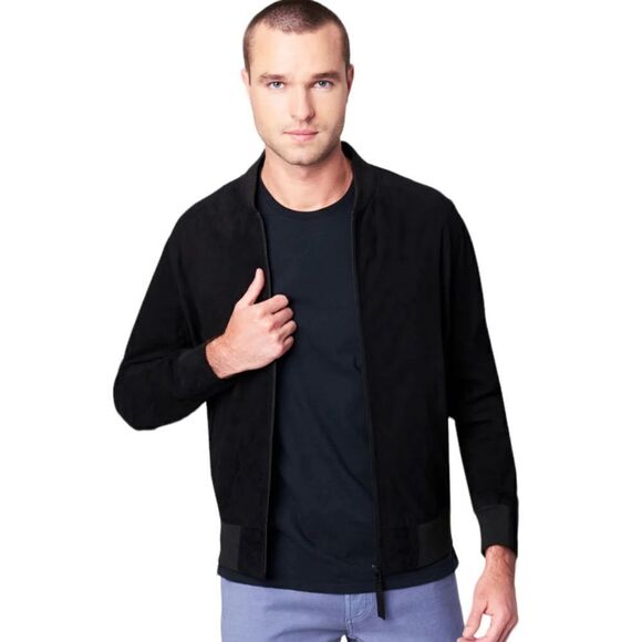 New  100% Goat Leather Bomber Black Suede BLANK NYC Nordstrom’s Men’s $398 - Picture 1 of 4